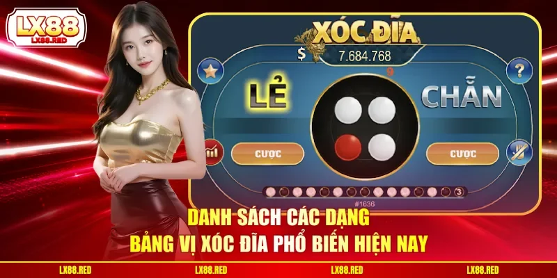 Danh sách các dạng bảng vị xóc đĩa phổ biến hiện nay